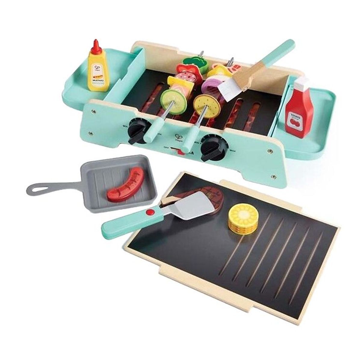 Hape Legemad m. Lyd/Lys - Træ - Sizzling Griddle & Grill BBQ