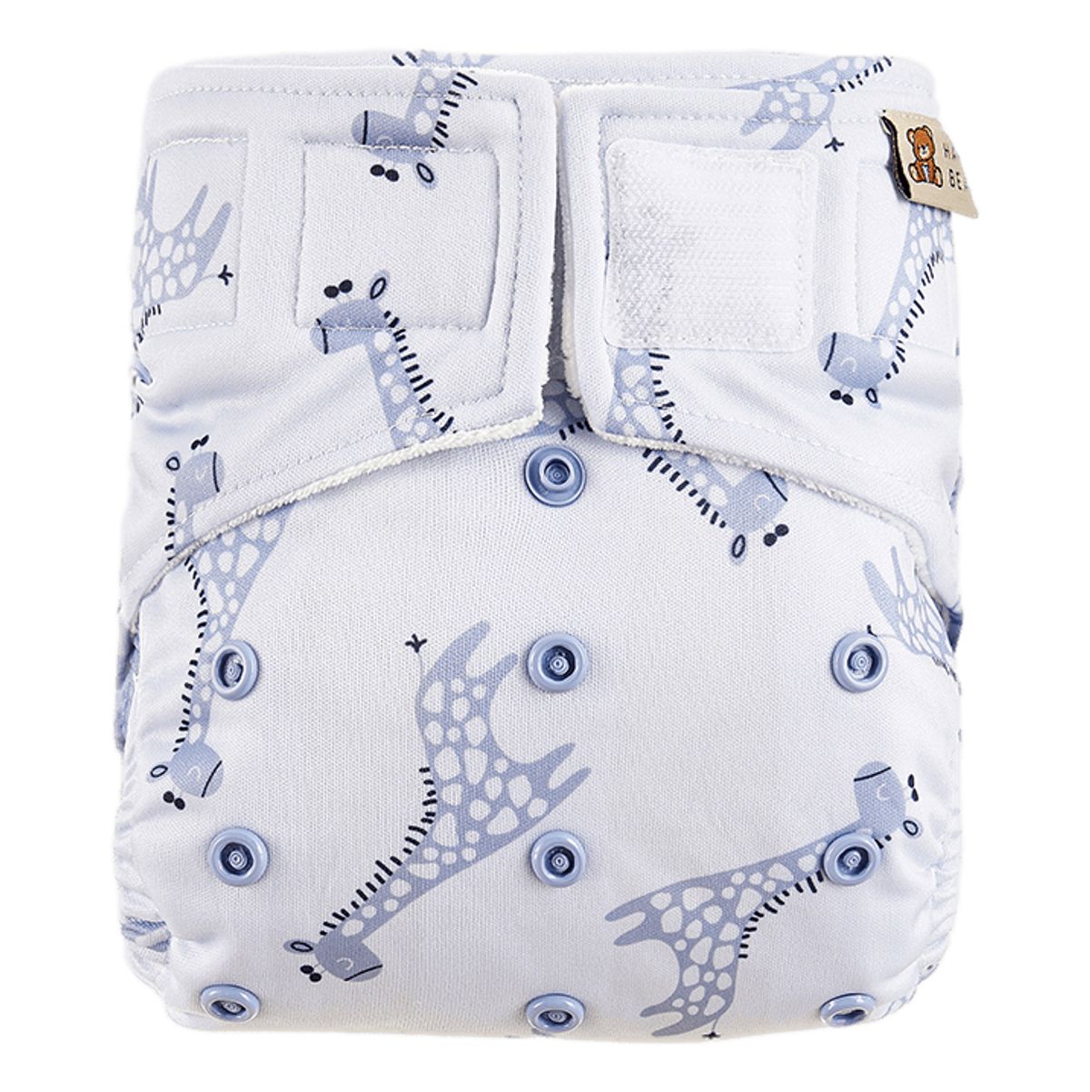 Happy Bear onesize AIO med dobbelt lækagebarriere - blue giraffe