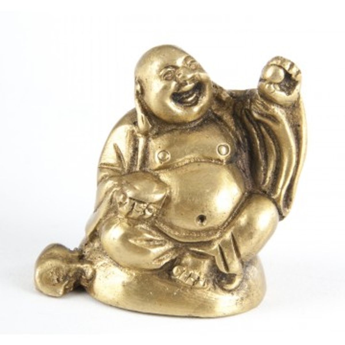 Happy Buddha i messing 4,5 cm - Buddha statuer generelt - GodKarmaShop