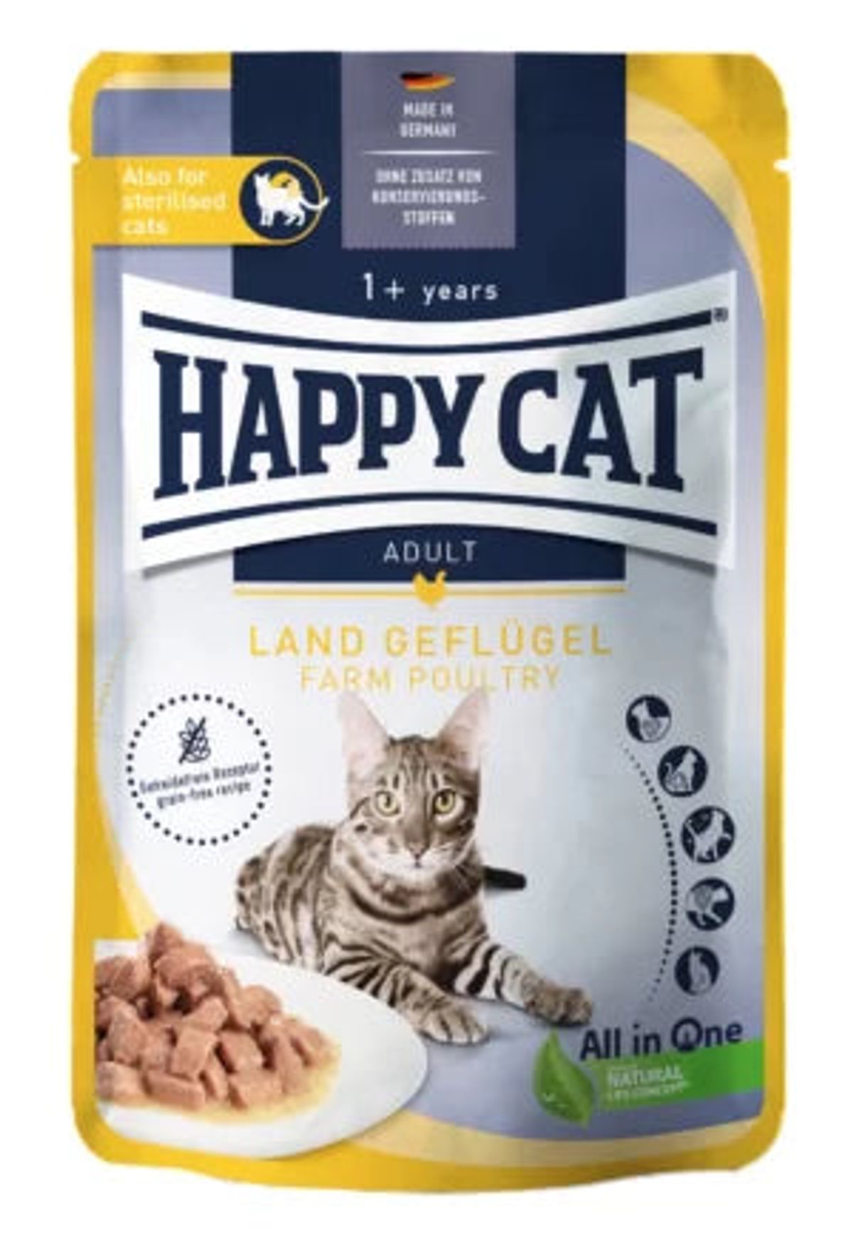 Happy dog og Cat - Happy Cat Fjerkræ i Sovs 85g Katte vådfoder Pouch