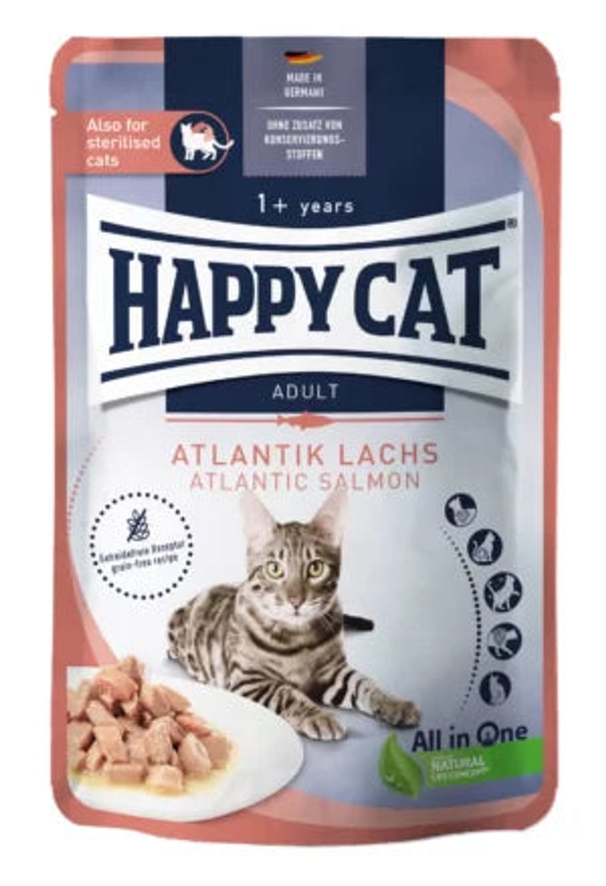 Happy dog og Cat - Happy Cat Laks i sovs pouch 85 g Katte Vådfoder - Kattefoder