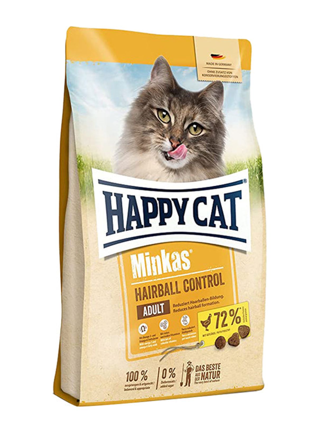 Happy dog og Cat - Happy Cat Minkas Hairball Control Fjerkræ 10kg - Kattefoder