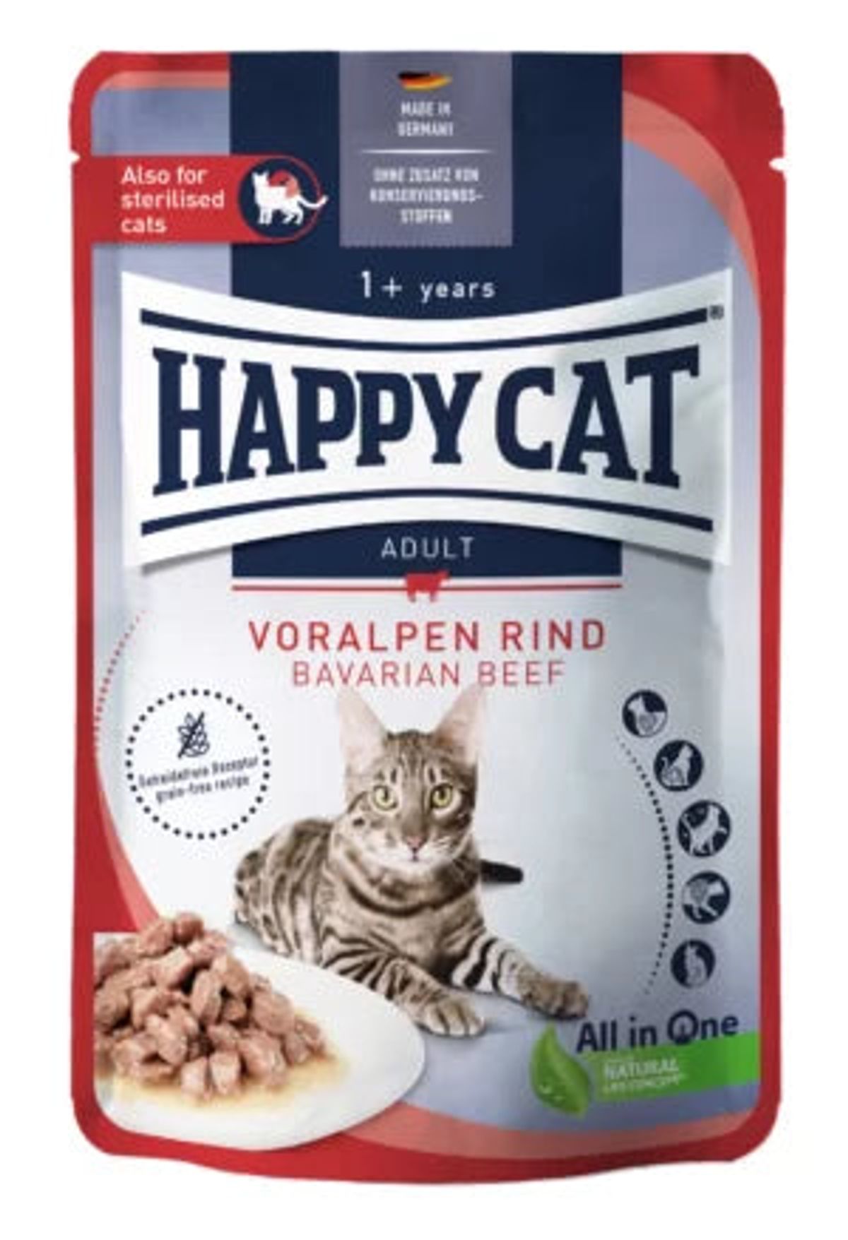 Happy dog og Cat - Happy Cat Oksekød i sovs pouch 85 g Katte Vådfoder - Kattefoder