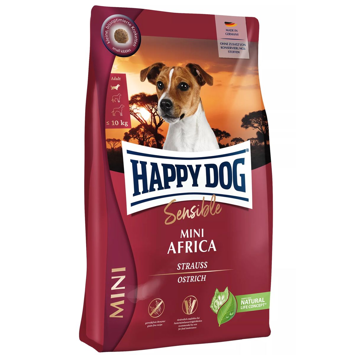 Happy dog og Cat - Happy Dog Supreme Sensible Mini Afrika 4kg, med Struds - Hundefoder