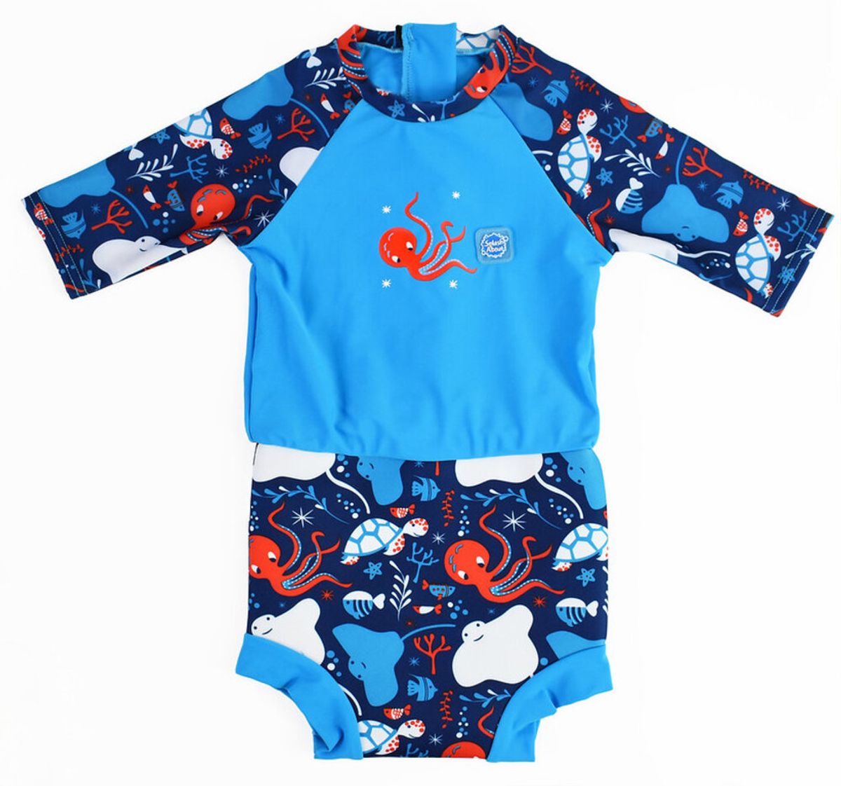 Happy nappy sunsuit - Under the Sea Blue - 6-14 MDR.