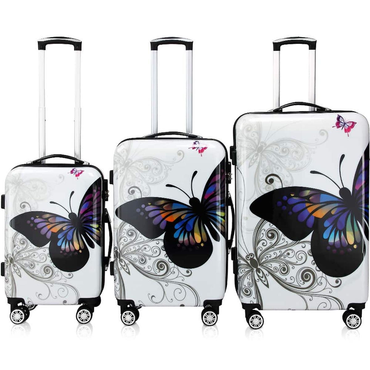 Hard Shell Kuffert Sæt Butterfly, 3 Stk: 42L, 66L, 98L