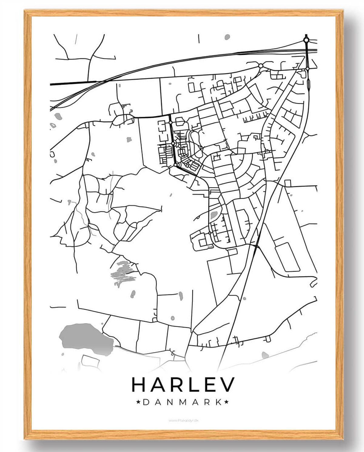 Harlev by plakat - hvid (Størrelse: L - 50x70cm (B2))