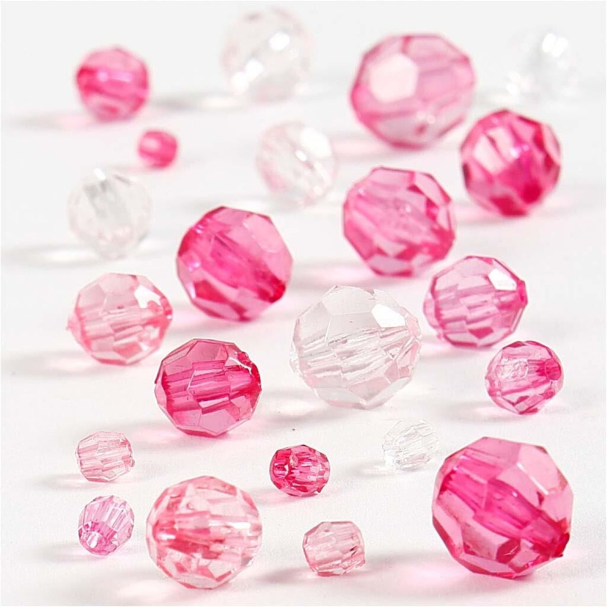 Harmoni facetperlemix - 4-12 mm - Pink harmoni - 50 g