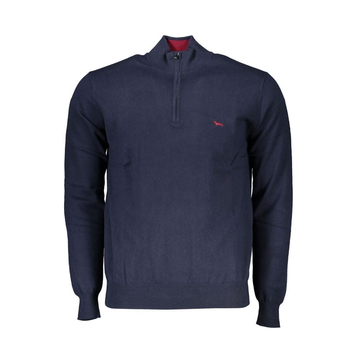 Harmont & Blaine Chic Half-Zip Blue Sweater with Embroidery Detail