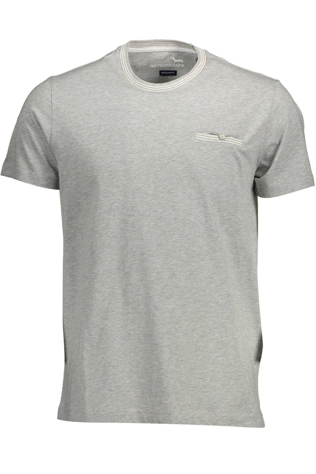 Harmont & Blaine Elegant Gray Cotton T-Shirt with Contrast Details