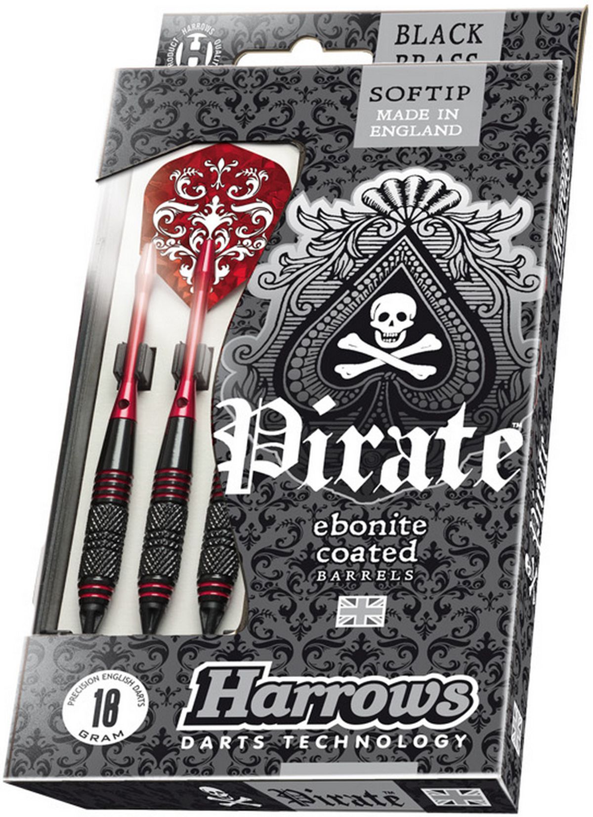 Harrows Pirate Black Brass Softtip Dartpile 16 g