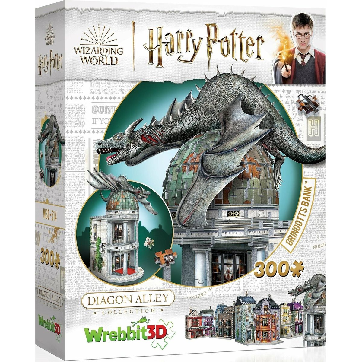 Harry Potter 3d Puslespil - Gringotts Bank - 300 Brikker - Wrebbit 3d Puzzle