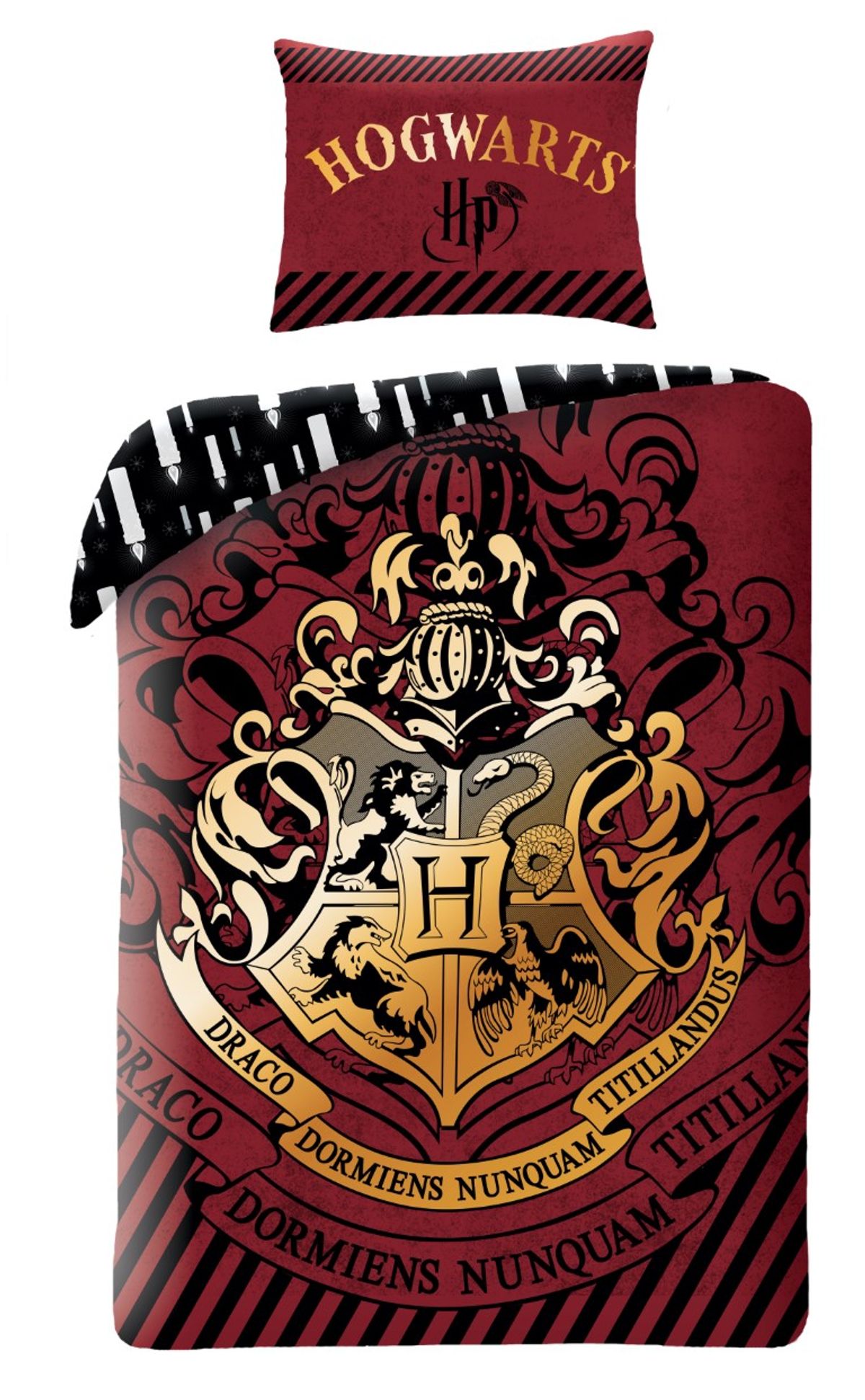 Harry Potter Hogwarts Sengetøj 2i1 Design 1 - 100 Procent Bomuld