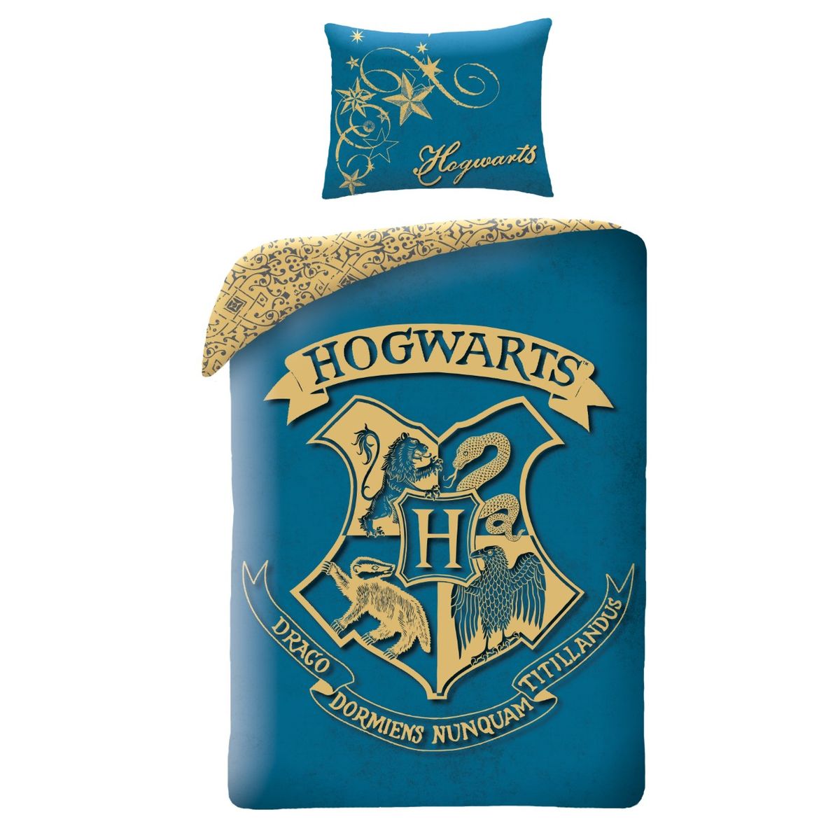 Harry Potter Hogwarts Sengetøj 2i1 Design 3 - 100 Procent Bomuld