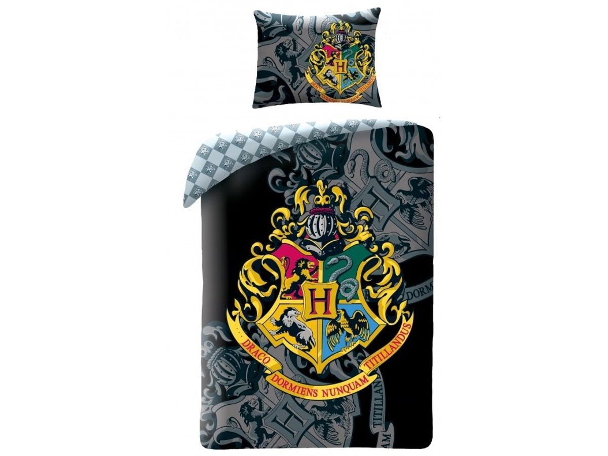 Harry Potter Hogwarts Sengetøj 2I1 Design 4 - 100 Procent Bomuld