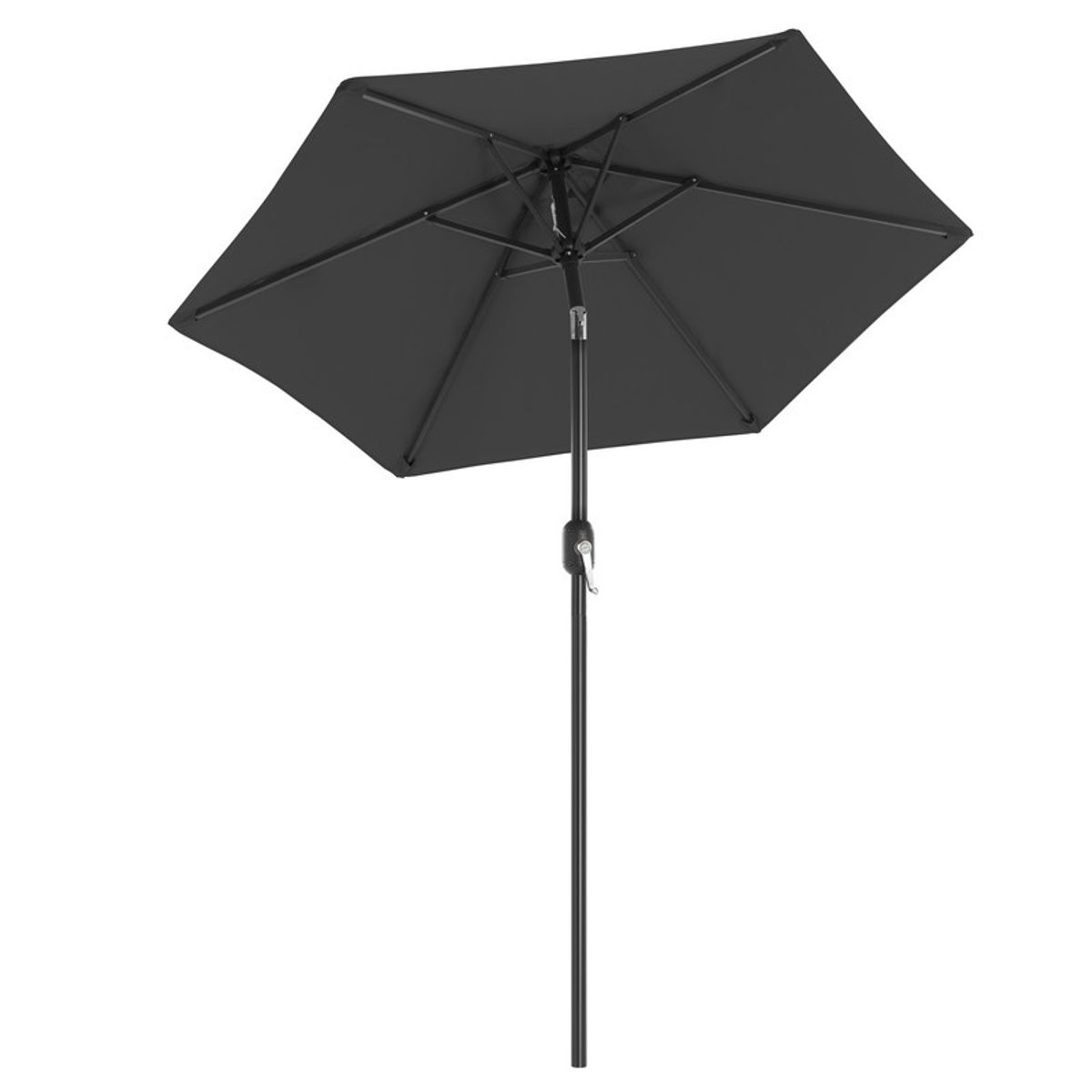 Haveparasol Ø2 M med krank - rund Ø 200 cm parasol - grå - Haveparasoller > Metal parasoller - parasoller i metal - Daily-Living