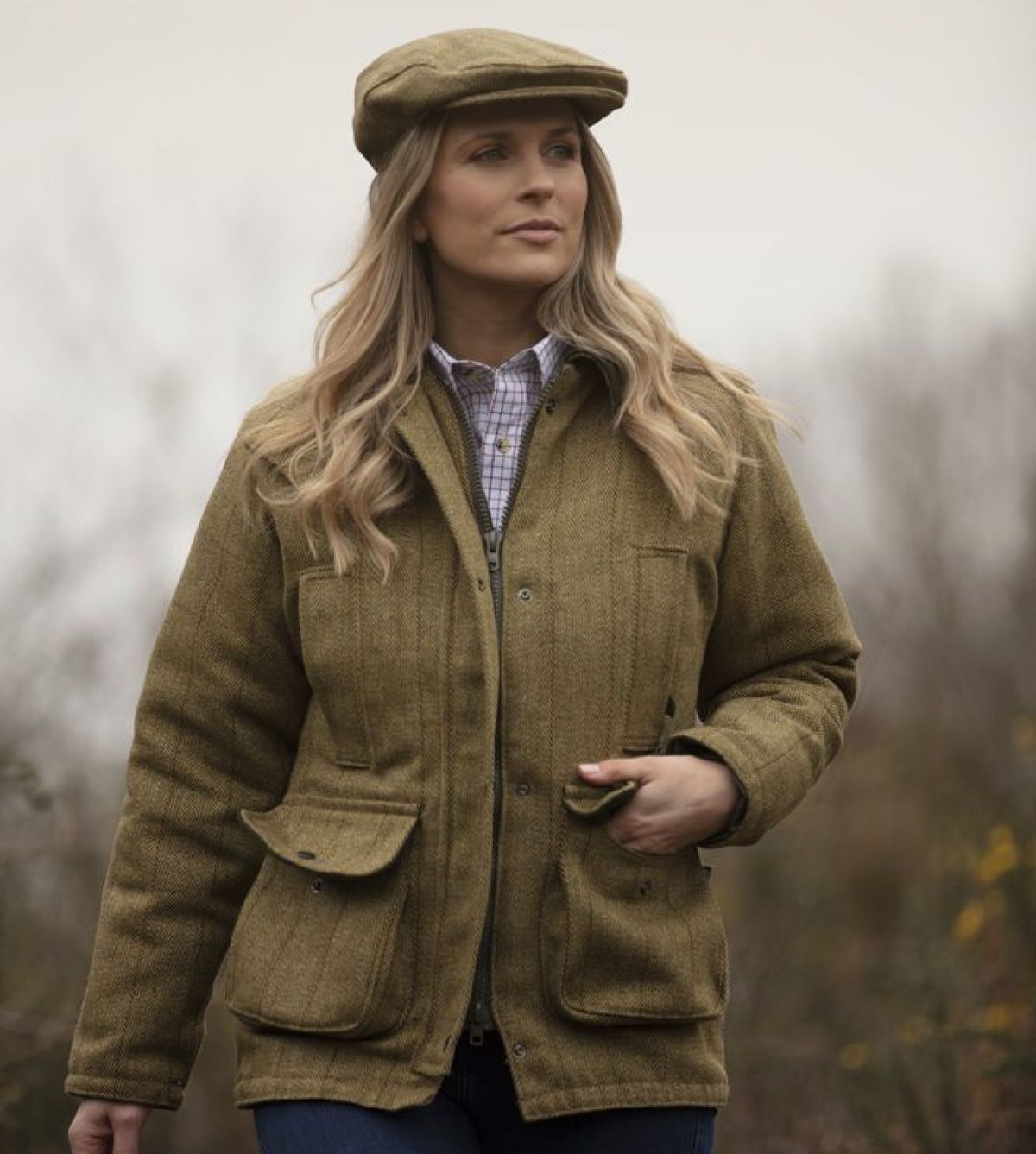 Hazelwood Ladies Tweed Country Jacket, lys salvie - 10 (S)