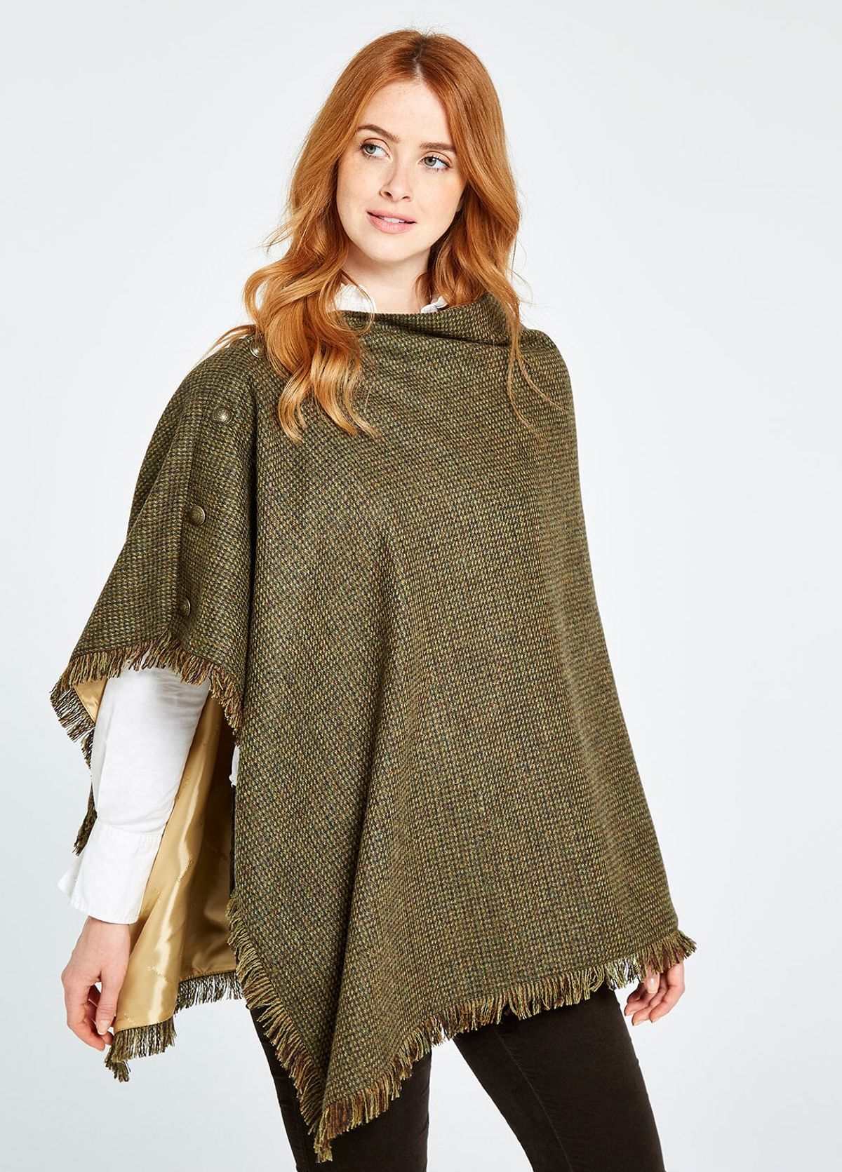 Hazelwood Tweed Poncho, Heath