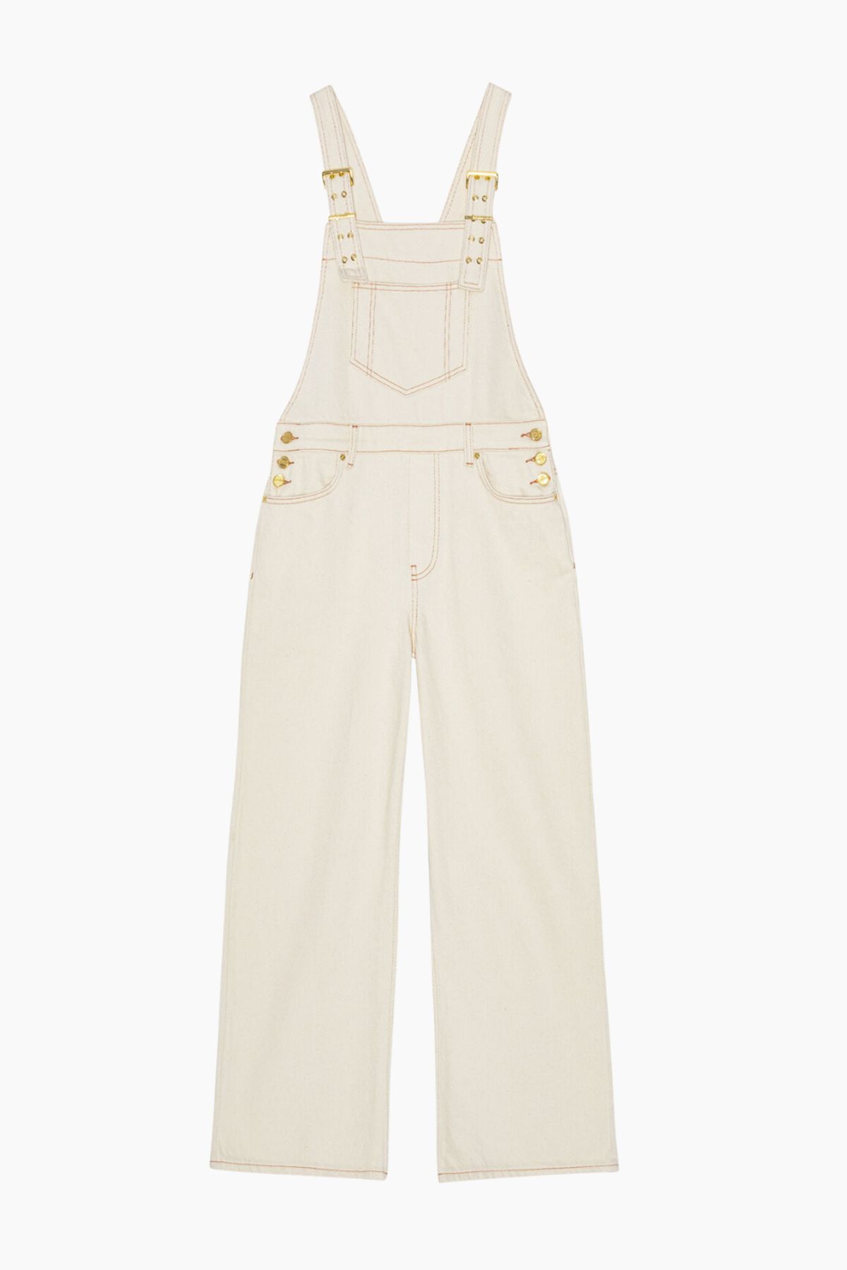 Heavy Denim Overalls J1430 - Egret - GANNI - Creme XS