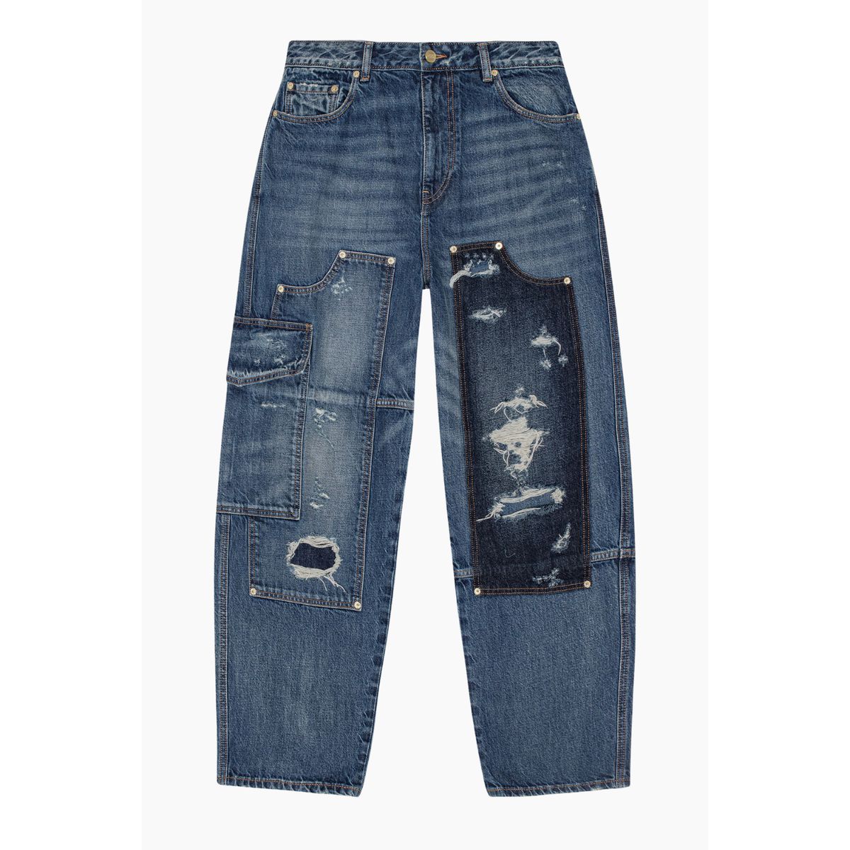 Heavy Washed Denim Jeans J1560 - Mid Blue Vintage - GANNI - Blå 30