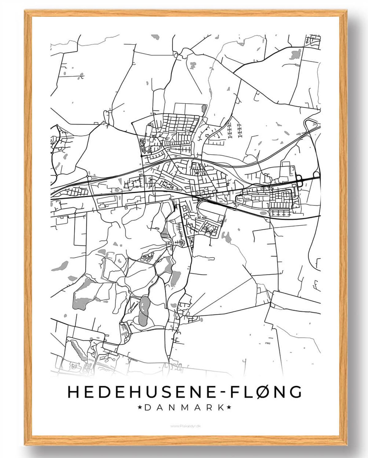 Hedehusene-Fløng by plakat - hvid (Størrelse: L - 50x70cm (B2))