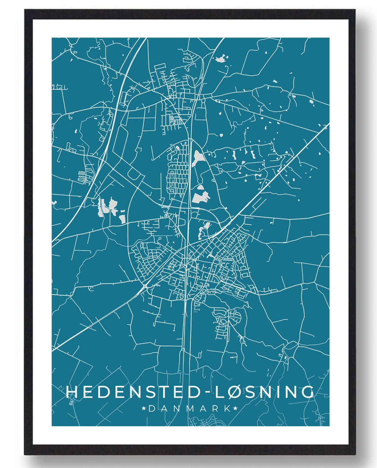 Hedensted-Løsning by plakat - blå (Størrelse: L - 50x70cm (B2))