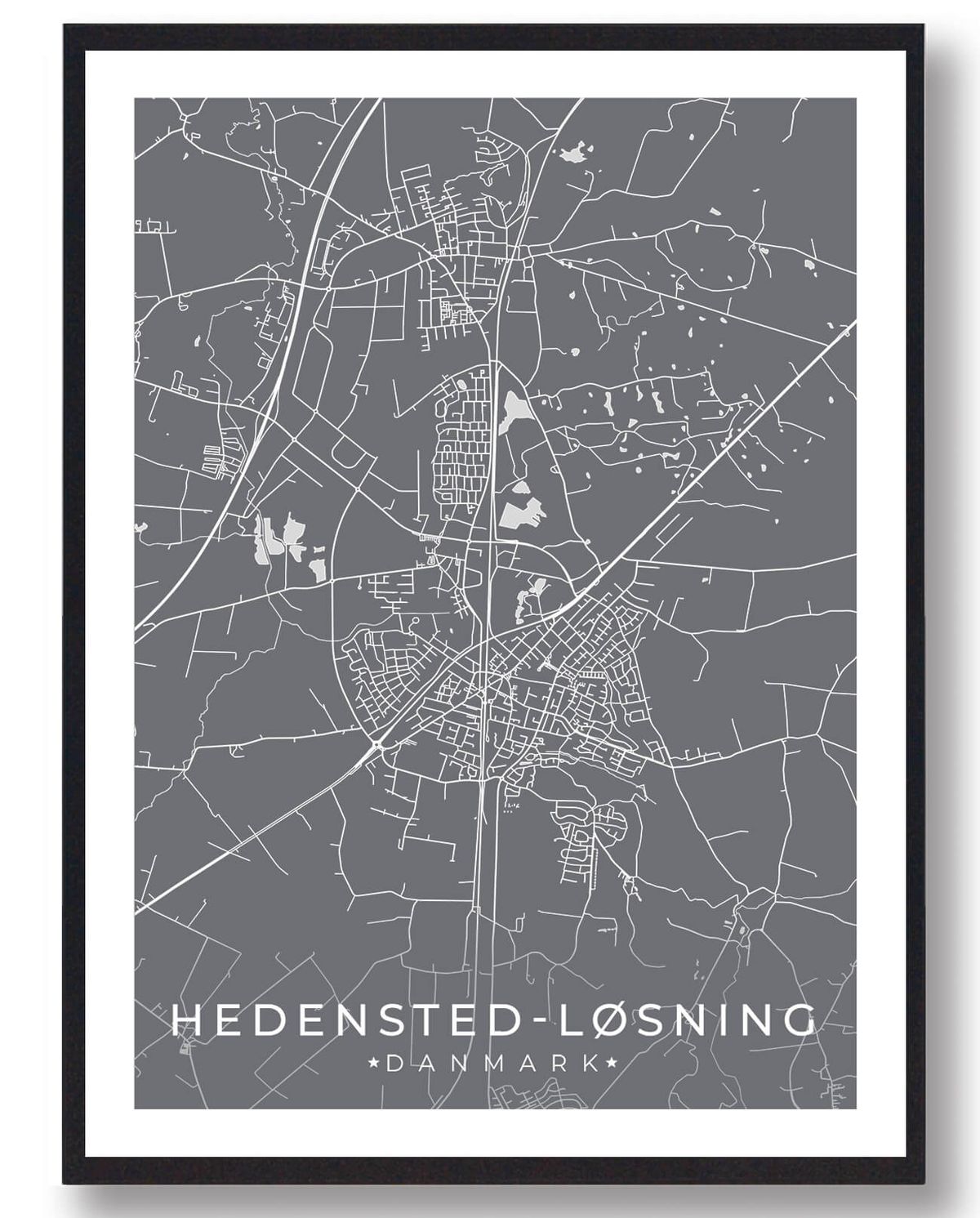 Hedensted-Løsning by plakat - grå (Størrelse: L - 50x70cm (B2))