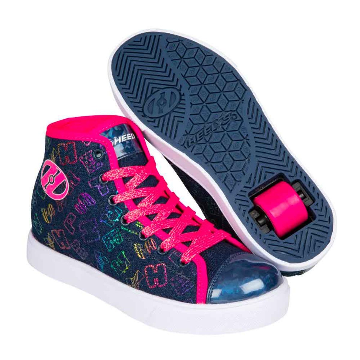 Heelys Veloz Rullesko Blue Denim/Hot Pink/Rainbow