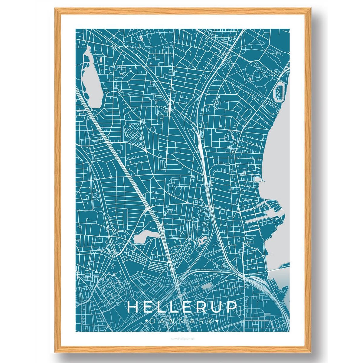 Hellerup by plakat - blå (Størrelse: M - 30x40cm)