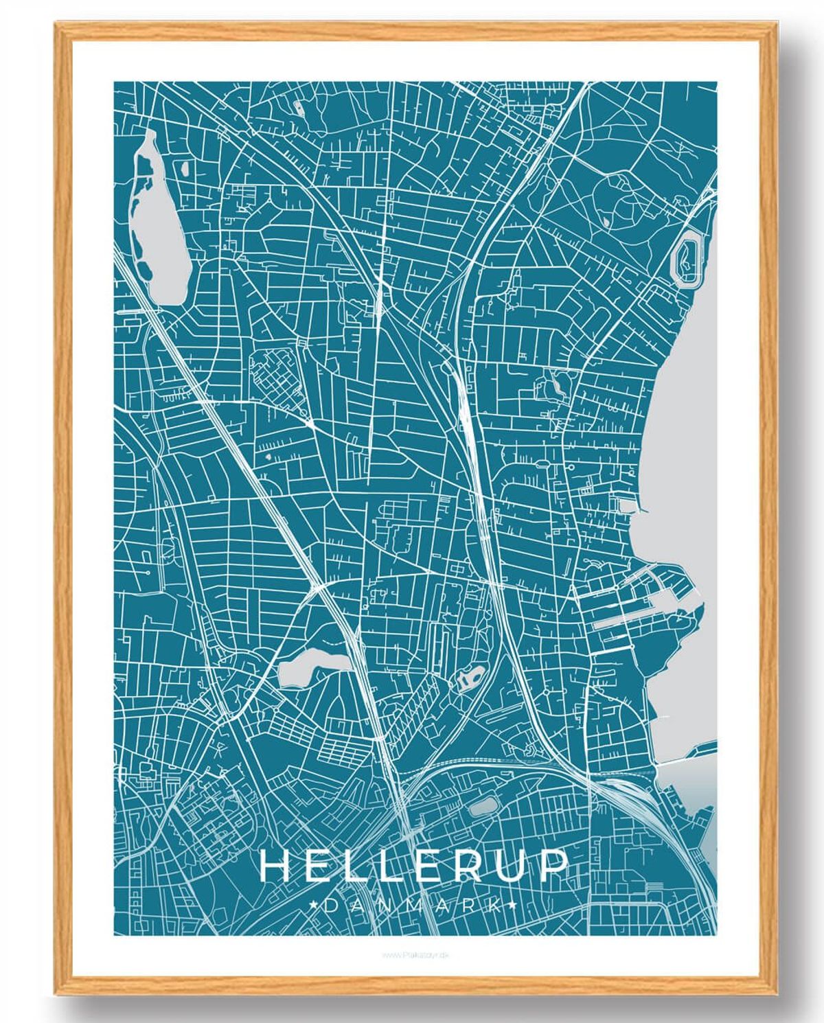 Hellerup by plakat - blå (Størrelse: XS - 15x21cm (A5))