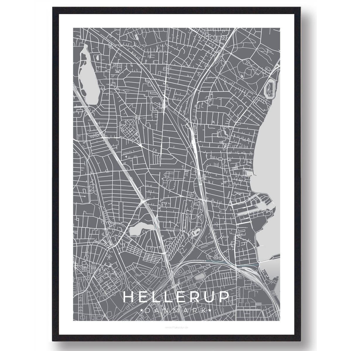 Hellerup by plakat - grå (Størrelse: M - 30x40cm)