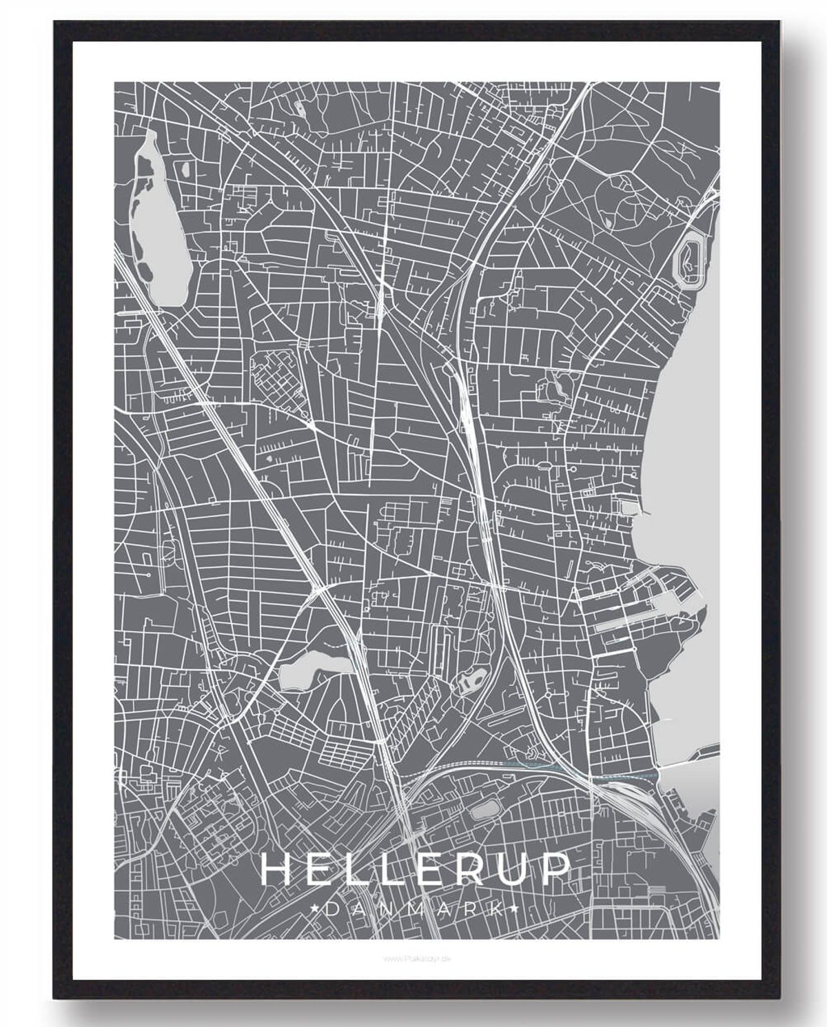 Hellerup by plakat - grå (Størrelse: S - 21x29,7cm (A4))