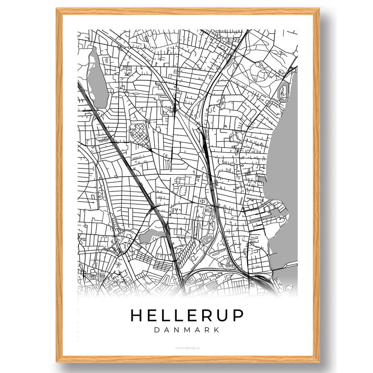 Hellerup by plakat - hvid (Størrelse: S - 21x29,7cm (A4))