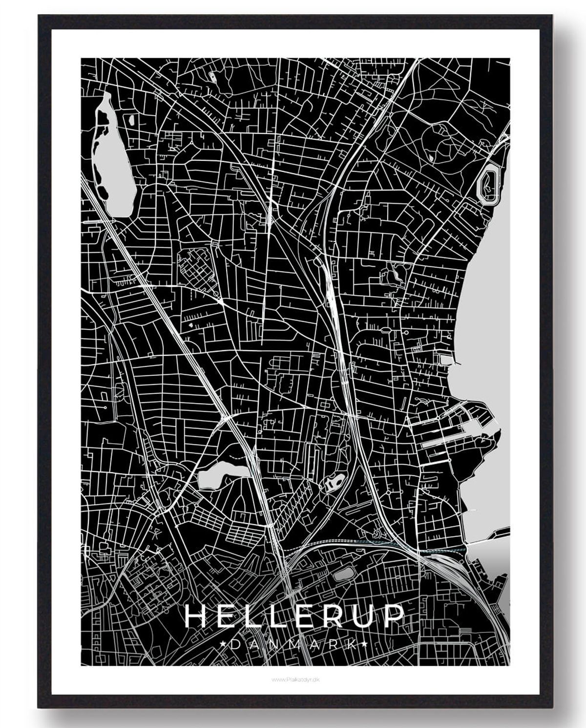 Hellerup by plakat - sort (Størrelse: L - 50x70cm (B2))