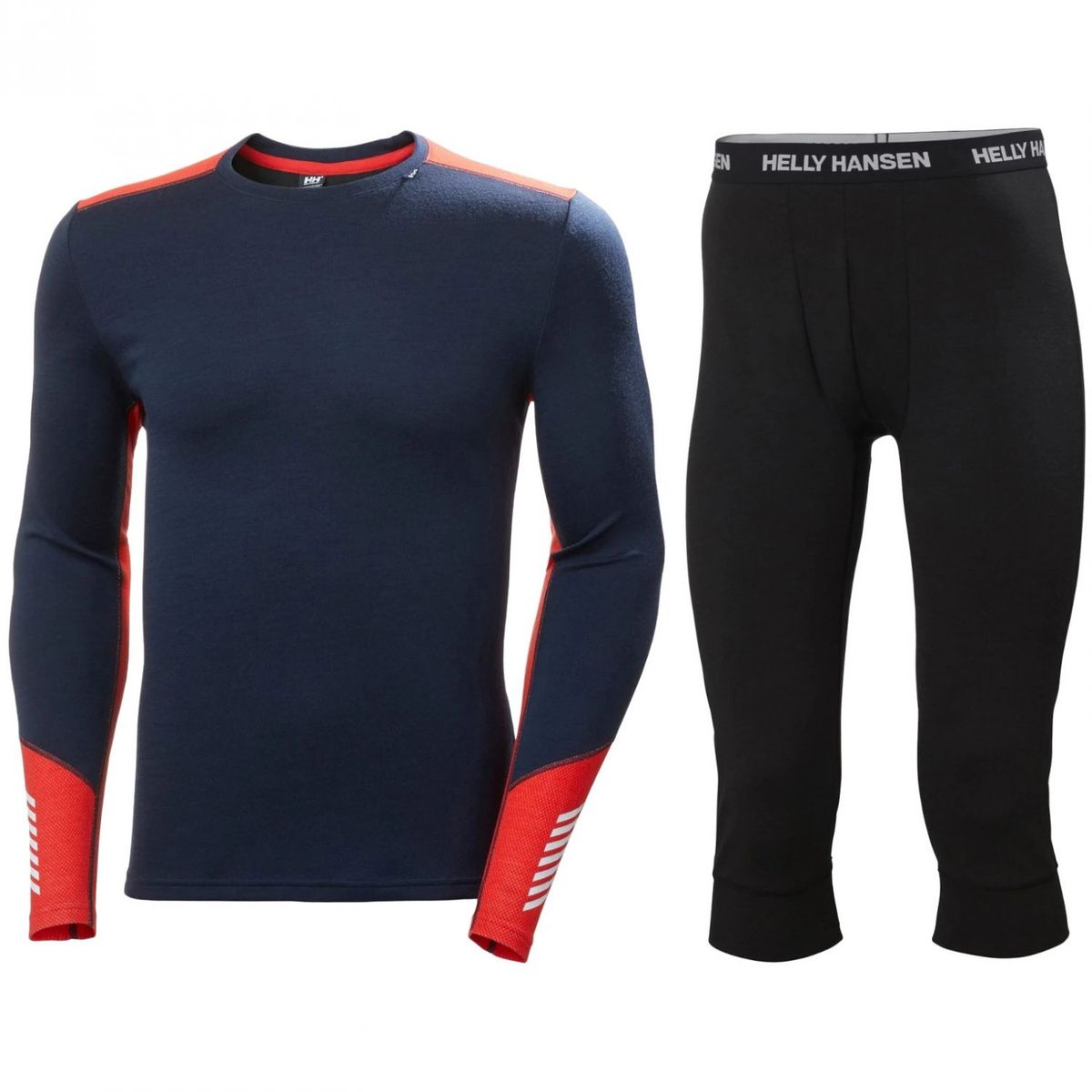 Helly Hansen Lifa Merino Midweight Crew, 3/4 Pant Set, herre, navy/sort