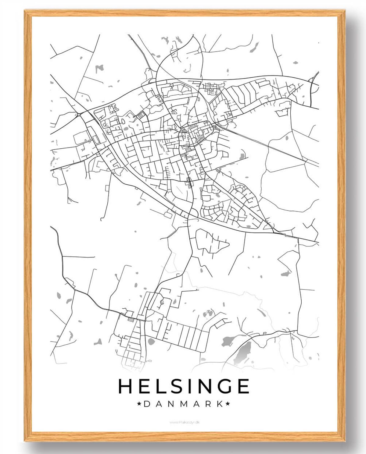 Helsinge by plakat - hvid (Størrelse: L - 50x70cm (B2))