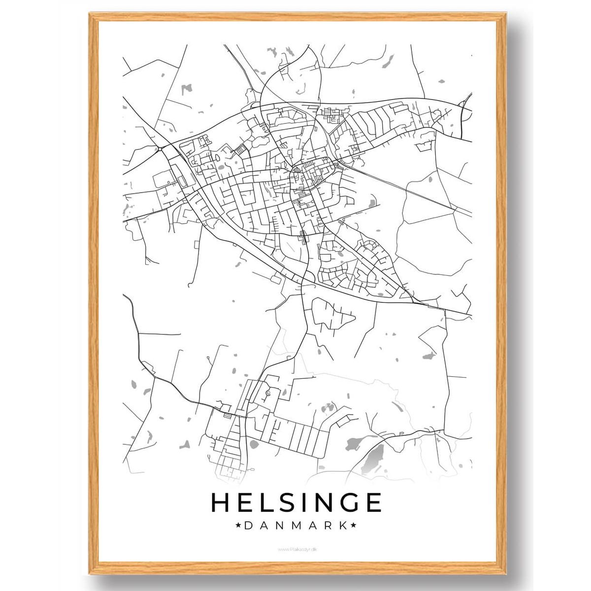 Helsinge by plakat - hvid (Størrelse: M - 30x40cm)