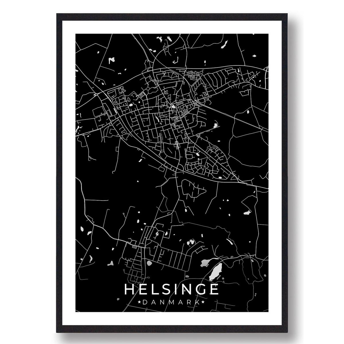 Helsinge by plakat - sort (Størrelse: L - 50x70cm (B2))