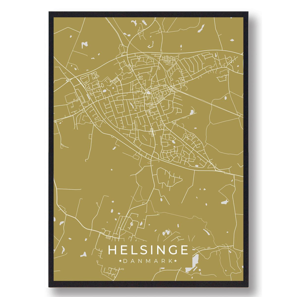 Helsinge plakat - gul (Størrelse: L - 50x70cm (B2))