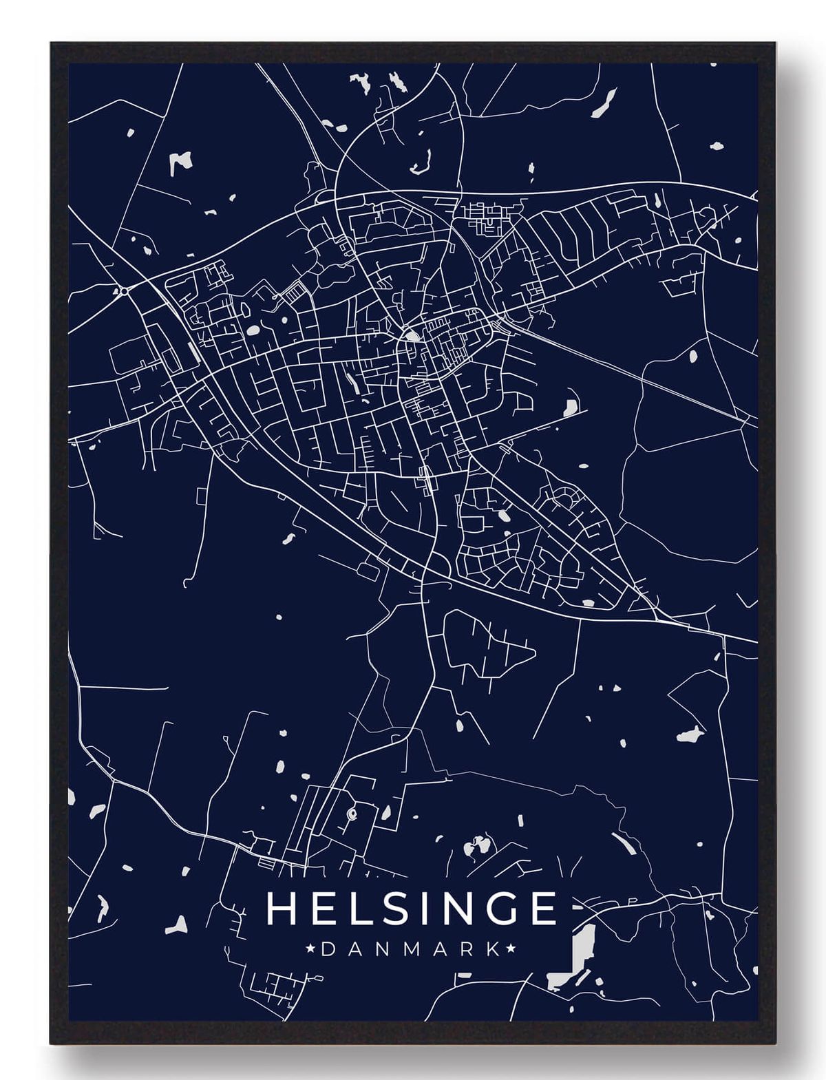 Helsinge plakat - mørkeblå (Størrelse: M - 30x40cm)