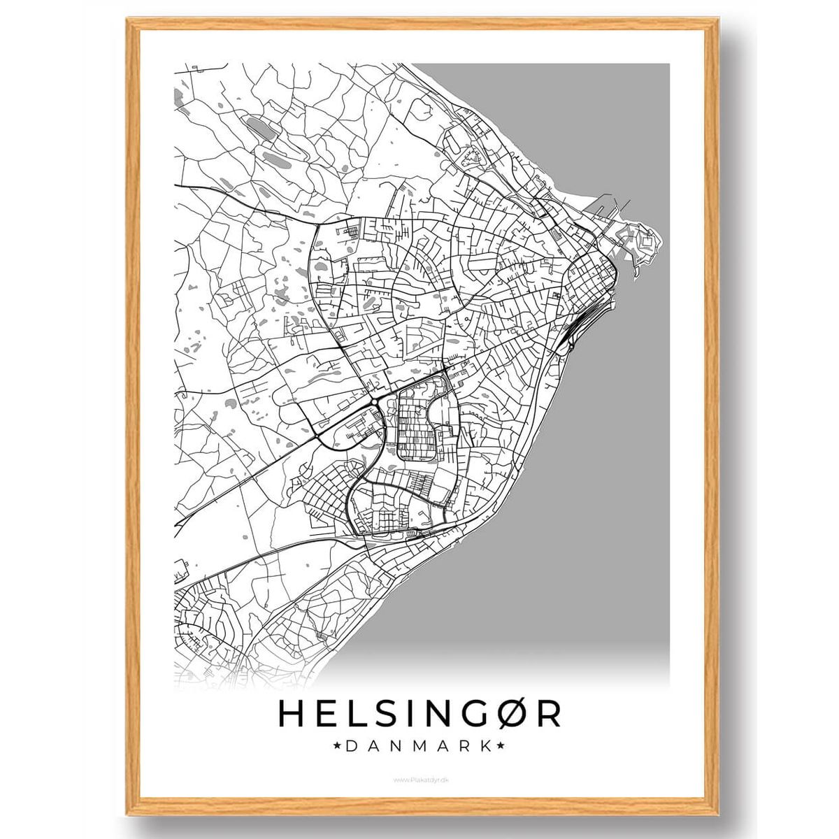 Helsingør by plakat - hvid (Størrelse: M - 30x40cm)