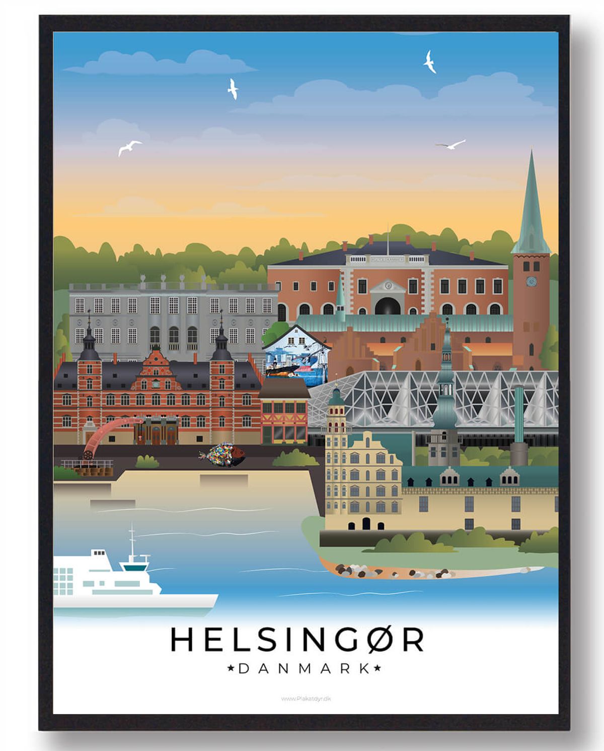 Helsingør byplakat (RESTPARTI) (Størrelse: XL - 70x100cm)