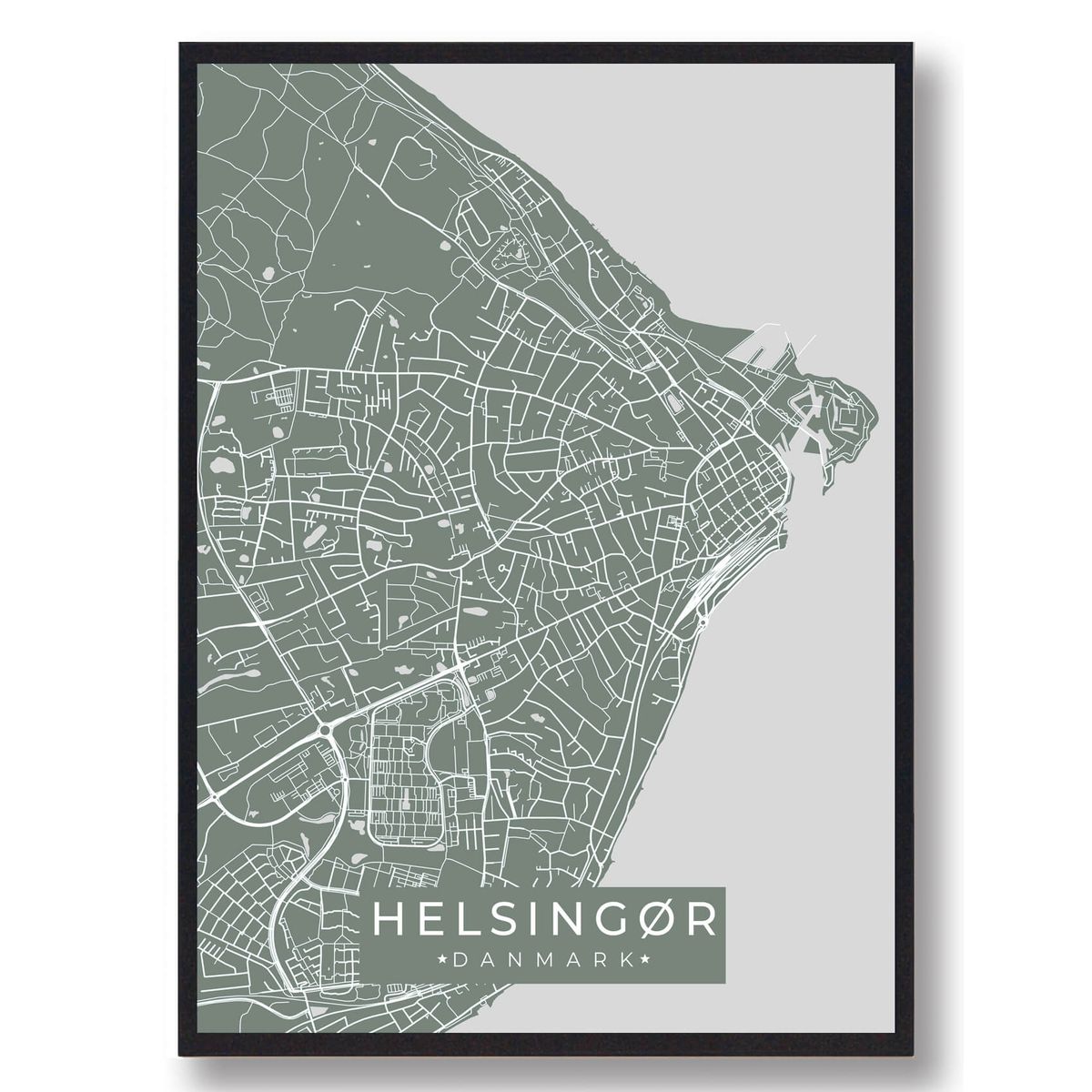 Helsingør plakat - grøn (Størrelse: S - 21x29,7cm (A4))