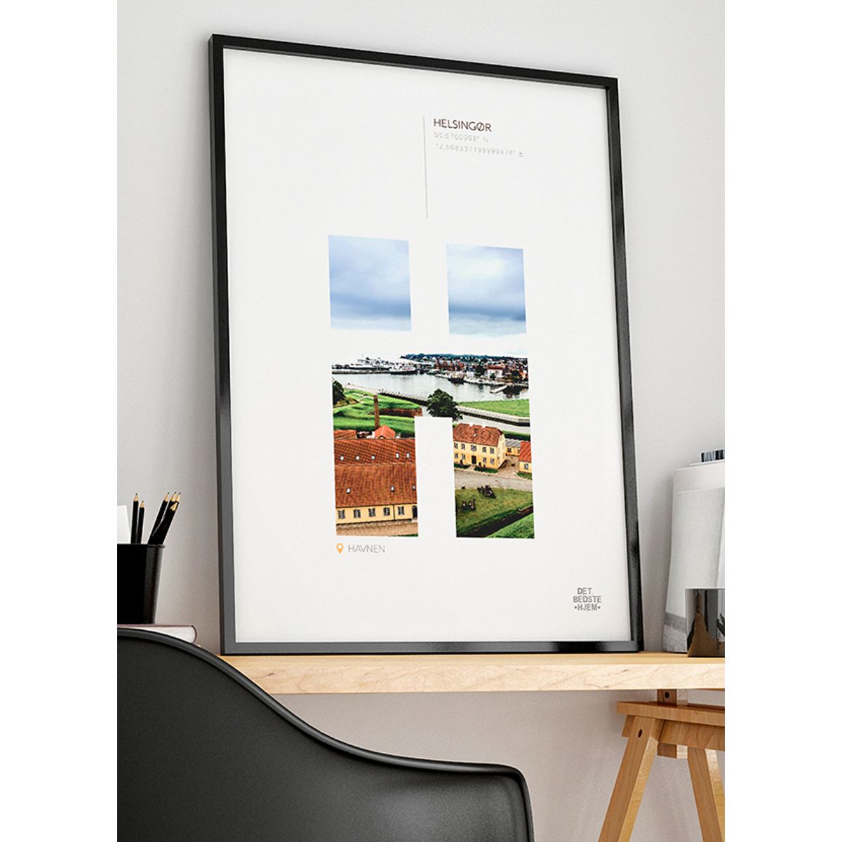 Helsingør plakat - havnen - 30 x 40 cm - Kr. 219,-