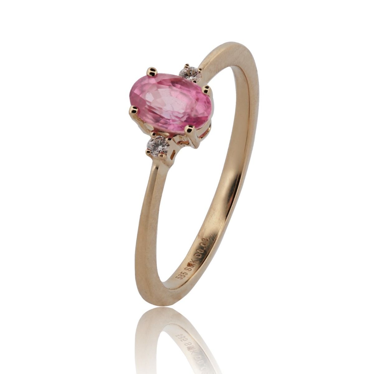 Henrik Ørsnes Design 14 Karat Guld Ring med Pink Safir og Diamanter 0,03 Carat W/SI