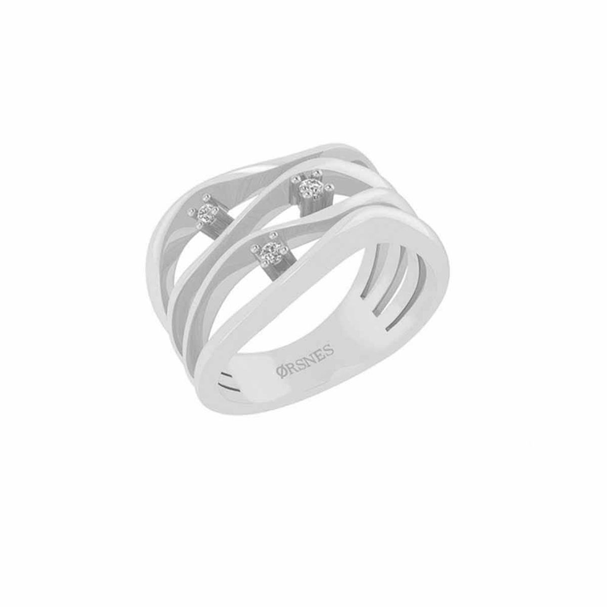 Henrik Ørsnes Design 14 Karat Hvidguld Ring med Diamanter 0,05 Carat W/SI