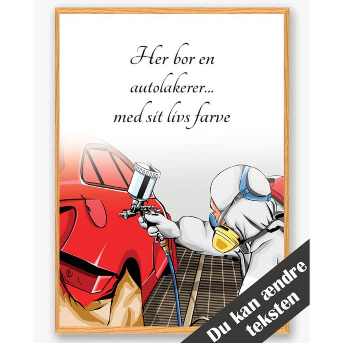 Her bor en autolakerer... - plakat (Størrelse: L - 50x70cm (B2))