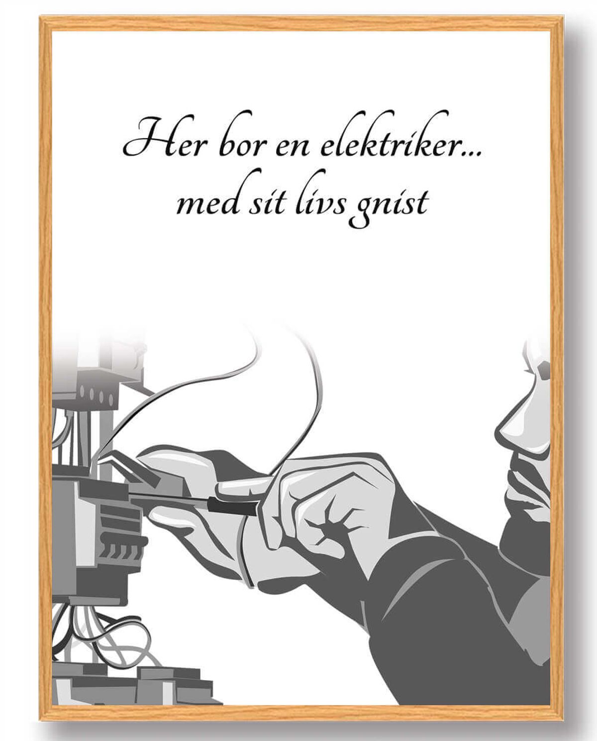 Her bor en elektriker... - plakat (Størrelse: L - 50x70cm (B2))