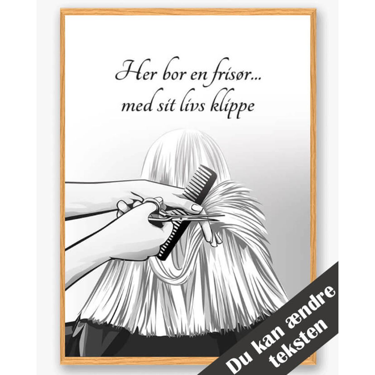 Her bor en frisør... - plakat (Størrelse: L - 50x70cm (B2))