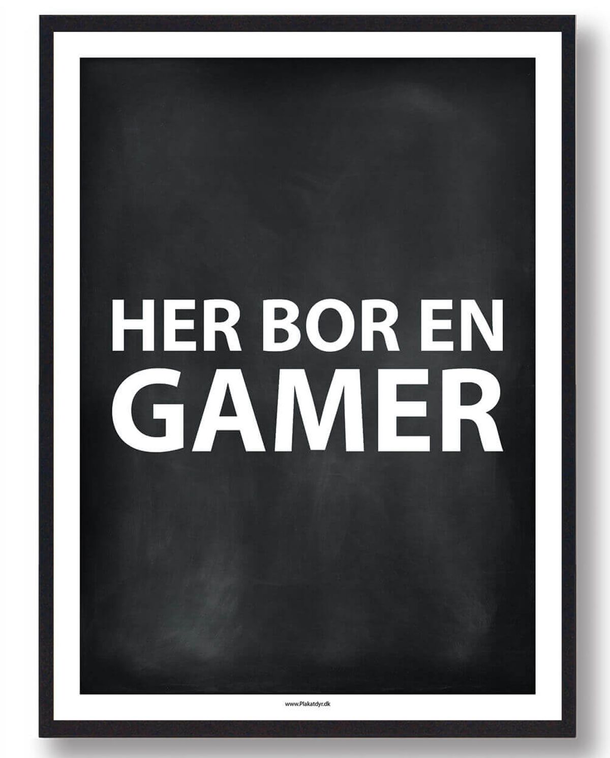 Her bor en gamer - gamerplakat (sort PC) (Størrelse: L - 50x70cm (B2))